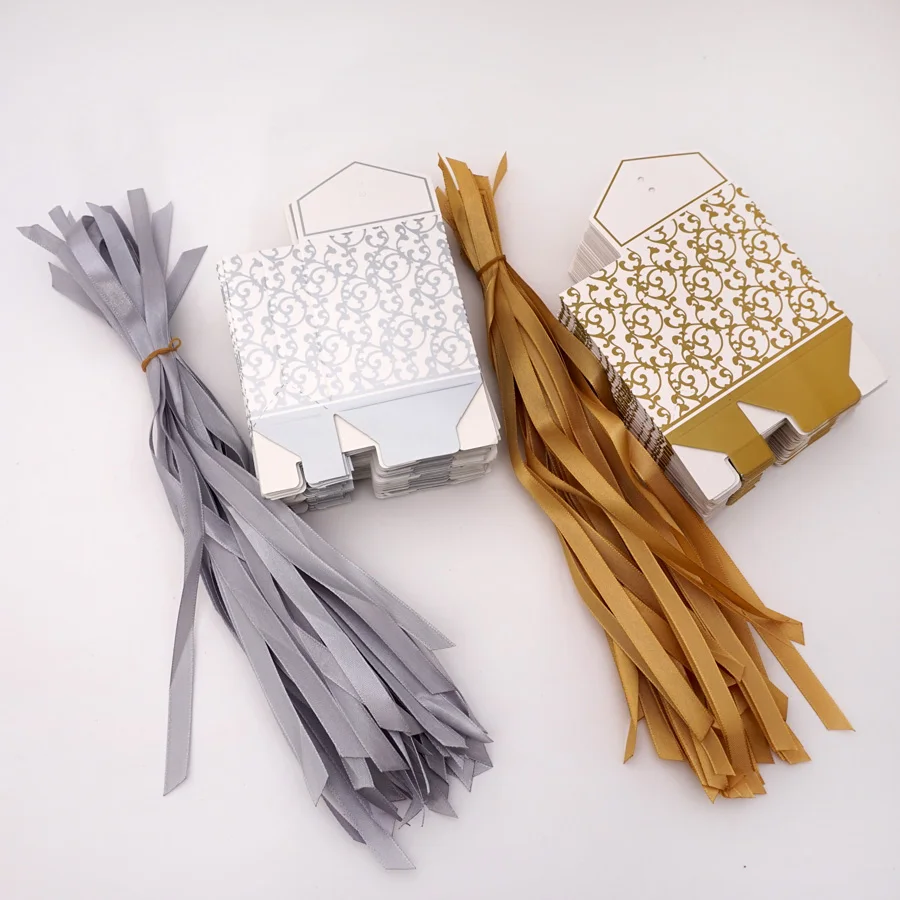 

50pcs/lot Creative Wedding Party Candy Papers Boxes With Ribbon Baby Shower Birthday Party Packaging Supplies