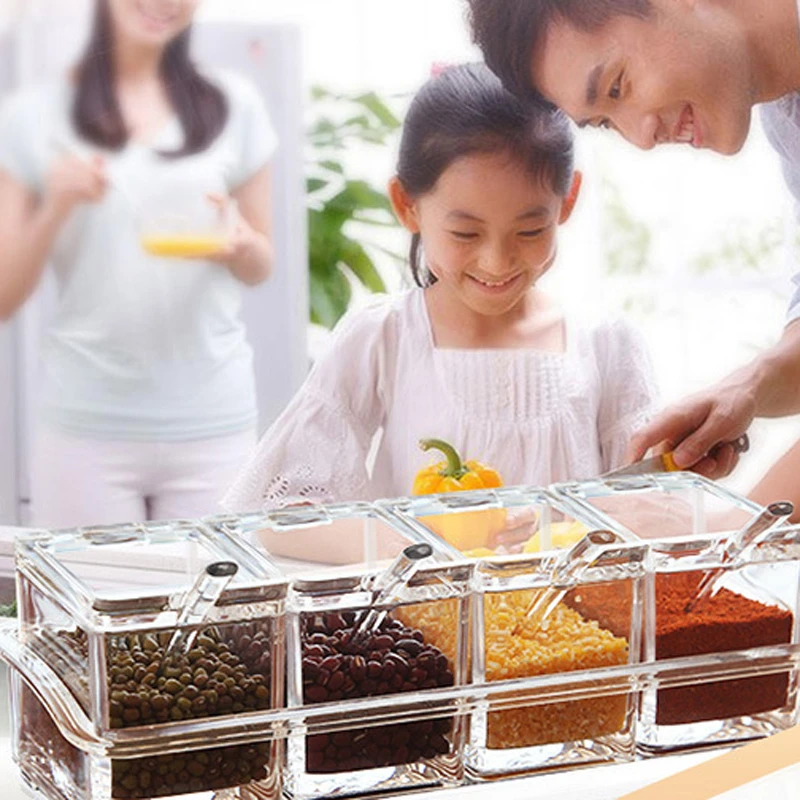 4 сетки Кухня набор коробок для приправ с украшением в виде кристаллов прозрачные