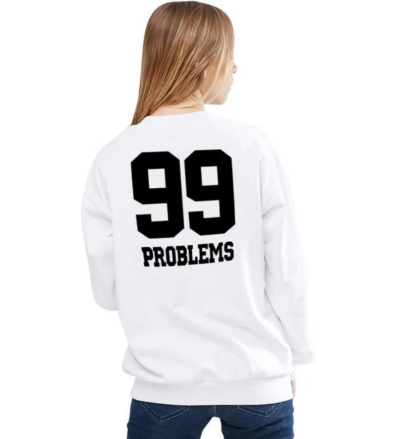 

Cute Fashion Women Hip-hop Style O-neck Hoodies Sudaderas Mujer Autumn Winter Letters Sweatshirt 99 P0ROBLEMS Print Sweatshirt
