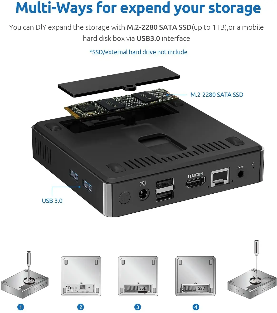 Bmax B1 мини ПК Intel Celeron J3060 двухъядерный 1 6 ГГц до 2 4 Гб LPDDR3 64 eMMC HD Graphics Wi Fi bluetooth|Мини ПК|