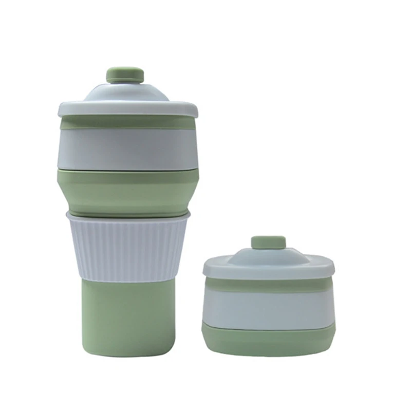 Складная кружка Faltbare дорожная чашка Silikon Tee Kaffeetasse Wiederverwendbare Falten 300 мл DE - Цвет: Зеленый