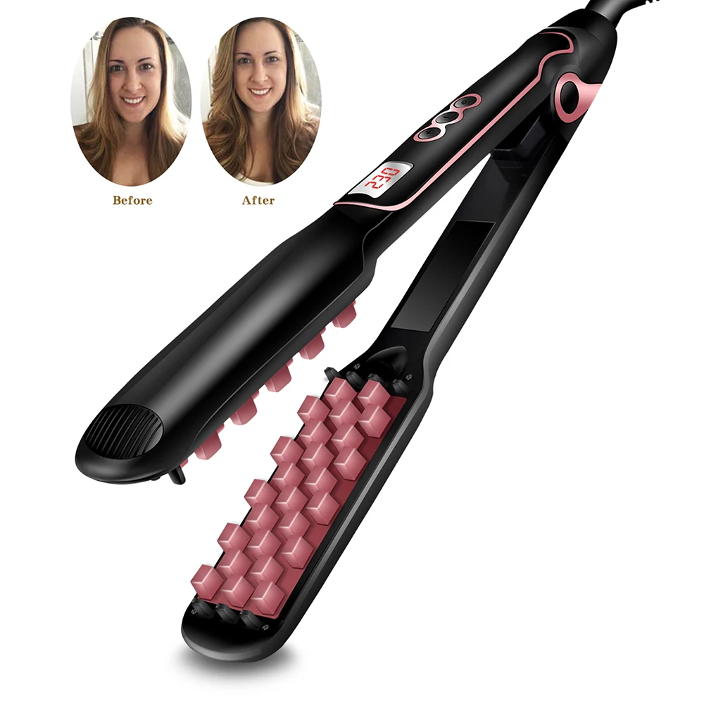 

Hair Volumizing Iron 2 IN 1 Hair Straightener Curling Ceramic Crimper Corrugated Curler Flat Iron Fluffy Hair Straightening