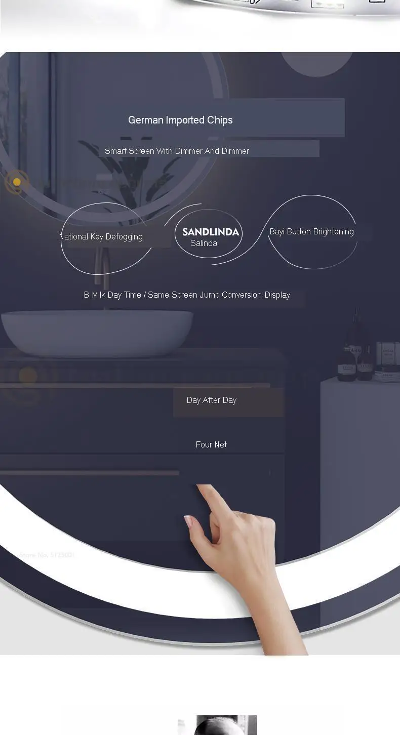 Smart Mirror Touch Screen Led Luminescent Lamp Antifogging Bathroom Mirror Washroom Mirror Wall Hangs Round Mirror Wall