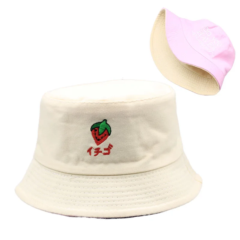 Панама хлопковая с фруктовым принтом женская двусторонняя Солнцезащитная