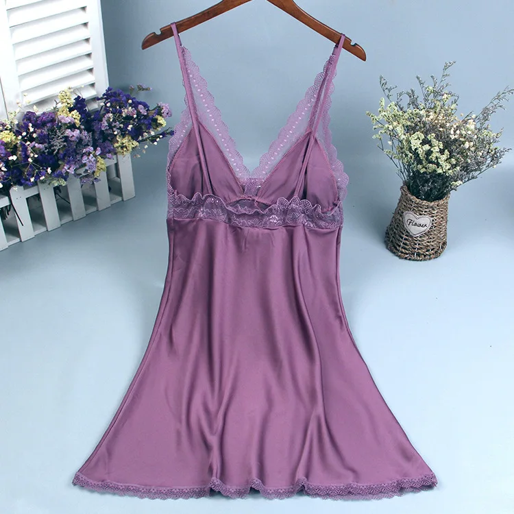 Женская ночная рубашка с V образным вырезом без рукавов|Ночные сорочки и пижамы| |