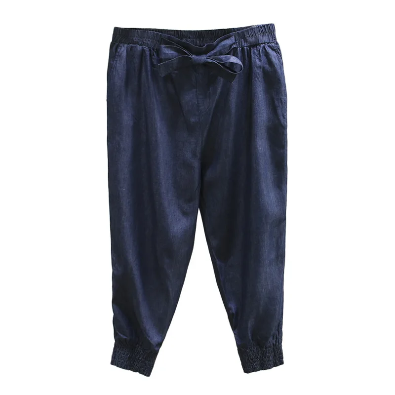 Summer Oversize Women High Waist Jeans Fashion Bottoms For Female Girls Slim Tencel Denim Harem Pants Trousers Z8688 | Женская одежда