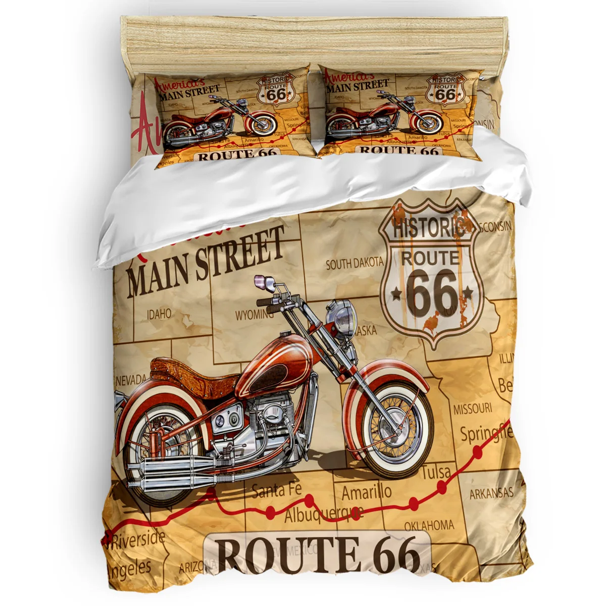 

Red Motorcycle Stars Plate Retro Duvet Cover Set Comfortable Bedding Set Bedroom Supplies Bedroom Comforter Set 2/3/4pcs