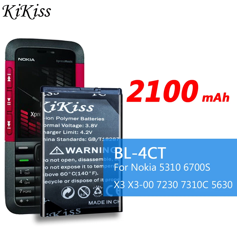 Большой аккумулятор BL4CT BL 4CT для Nokia 5310 6700S X3 7230 2720 7310C 5630 2720A 7210C 6600F 2100 мАч трек