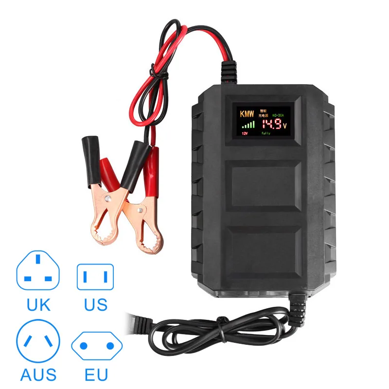 Smart Battery Charger 12v Car Motorcycle Battery Charger Smart 20A Car Lead-acid Battery Charger