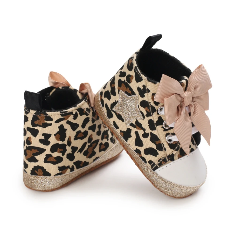 

Baby Boy Girl Star Bow Cotton Soft Anti-Slip Sole Newborn Infant First Walkers Toddler Casual Canvas Crib Shoes