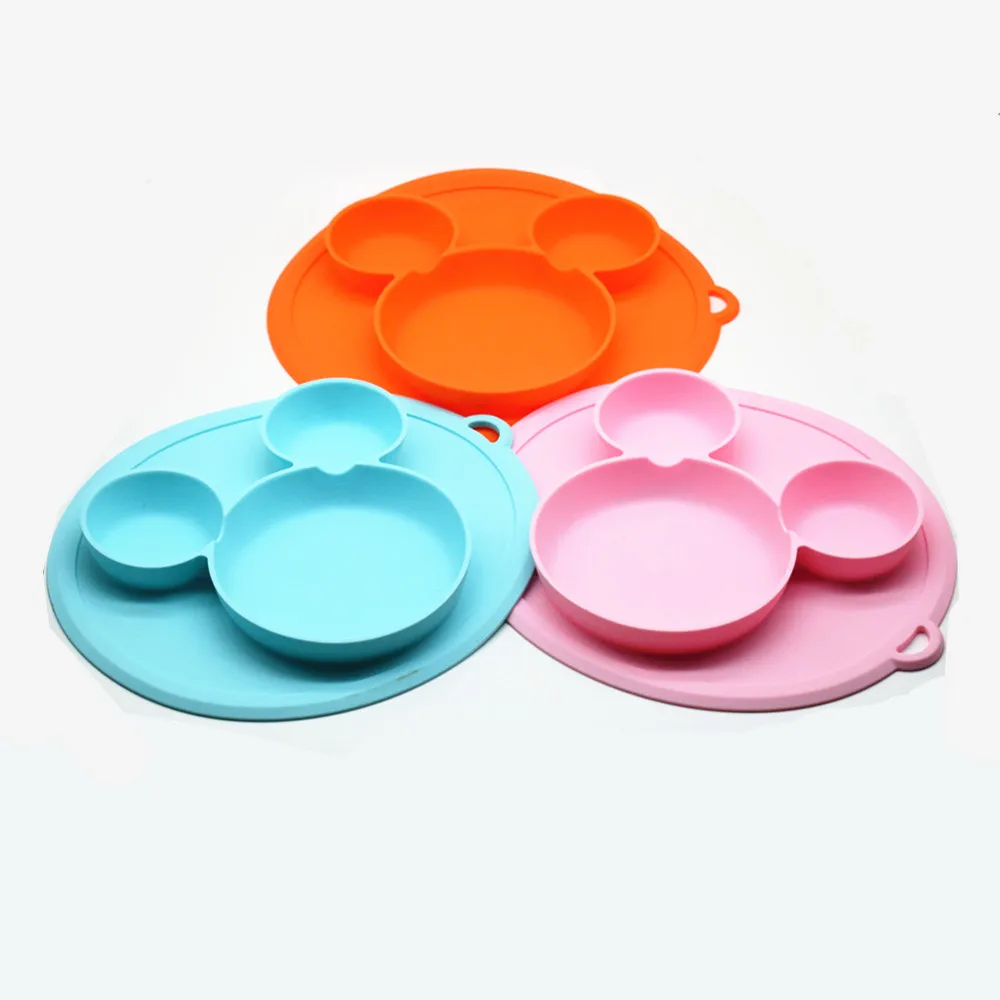 

Plate for Kids with Silicone Baby Bowl Suction BPA Free Feeding Baby Tableware Children Dining Dishes