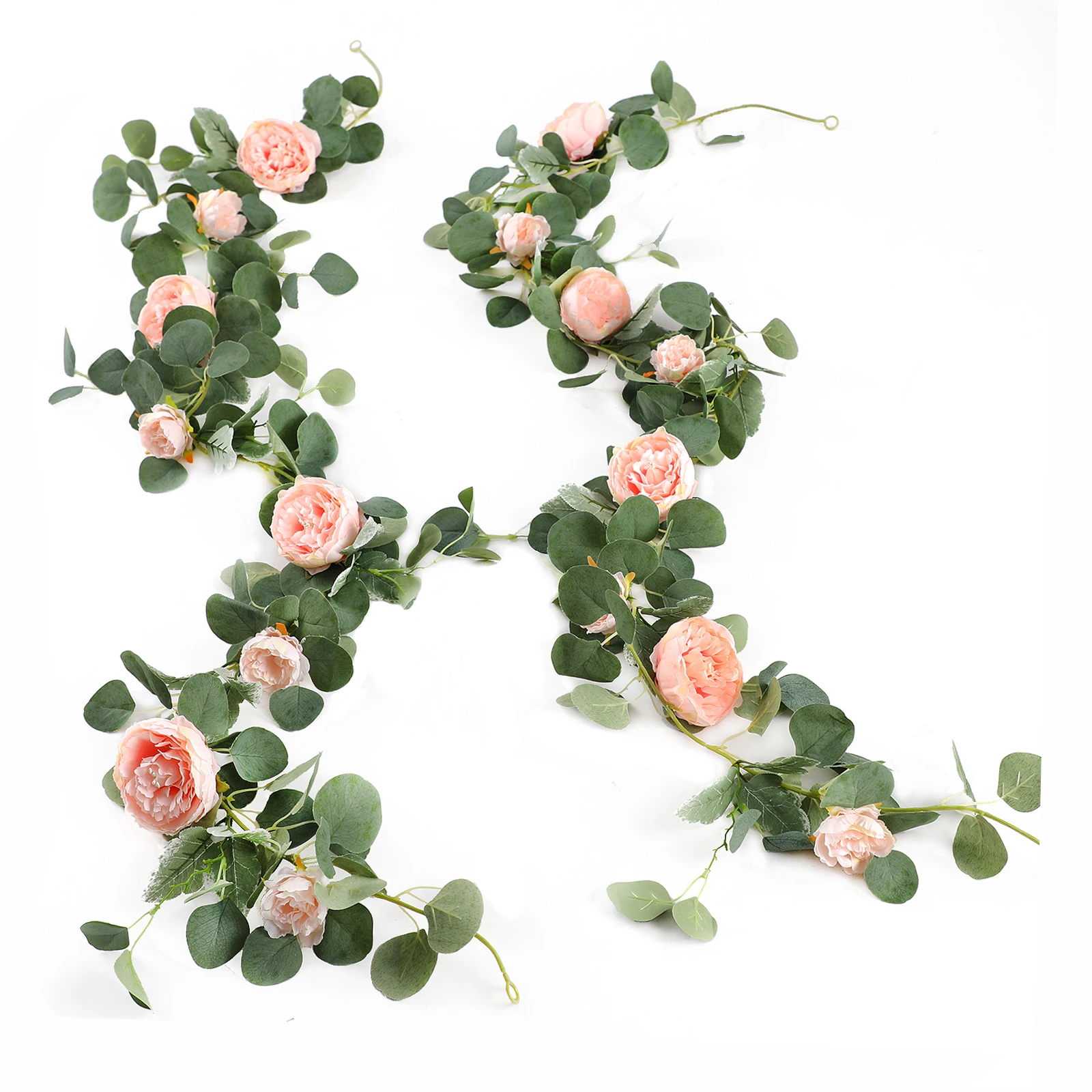 PARTY JOY Fake Peony Rose Vines Artificial Flowers Garland Vintage Eucalyptus Hanging Plant for Wedding Arch Door Party Decor images - 6