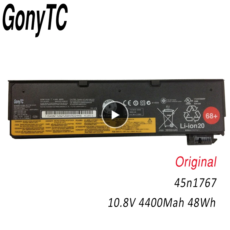 Аккумулятор для ноутбука GONYTC 45N1129 45n1767 48wh Lenovo Thinkpad X270 X260 X240 X240S X250 T450 T470P T450S T440S K2450