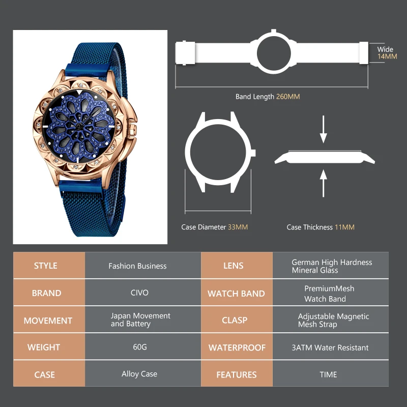 Оптовая продажа цена чиво Топ часы для женщин модное платье 3ATM Водонепроницаемая