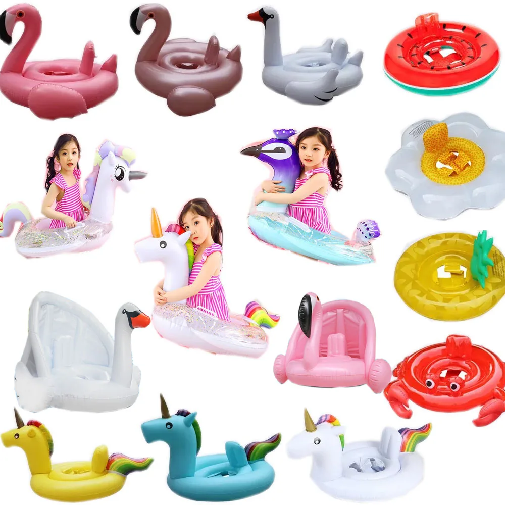 

21 Style Inflatable Circle Baby Flamingo Float Swimming Ring Inflatable Unicorn Pool Float Child Seat Air Mattresse Water Toys