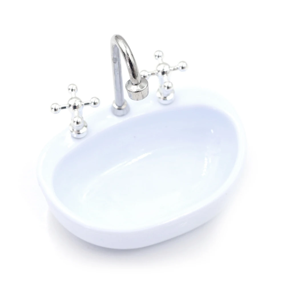

1/12 Scale Dollhouse Miniature Furniture Bathroom Washbasin Floral Pretend Classic Toy for Children Birthday Gift