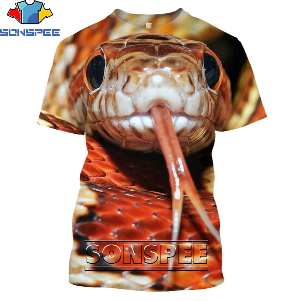 

SONSPEE Ring Viper Snake Animal 3D Funny Men's Tshirts Fashion Casual Summer T Shirt Harajuku Unisex Short Sleeve Clothing Top