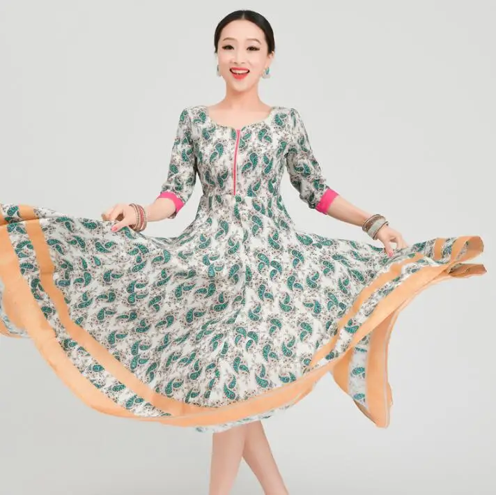 2 Colors India Sarees Woman Beautiful Printing Dance Costume Style Performance Katak Ethnic Dress | Тематическая одежда и