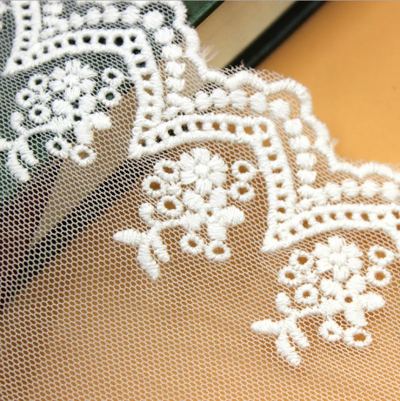 1 Yard White Beige Thread Flower Mesh Dress Lace Trim Embroidery Accessories 7cm Width Free Shipping | Дом и сад