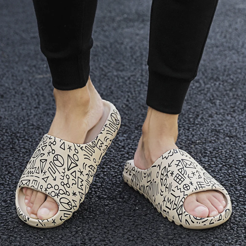 2020 роскошные мужские тапочки домашние шлепанцы повседневные пляжные с граффити