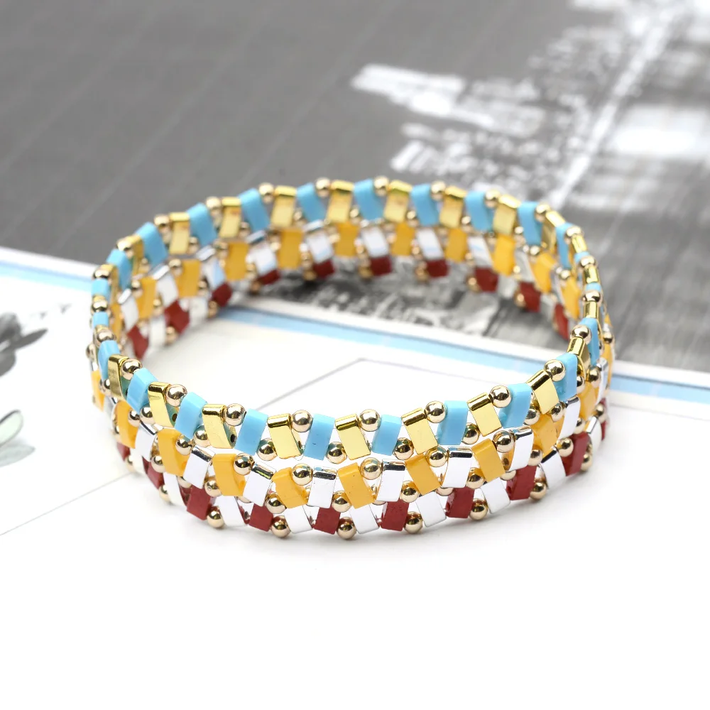 BOJIU Boho разноцветные Миюки Тила бусины браслеты для женщин летние пляжные