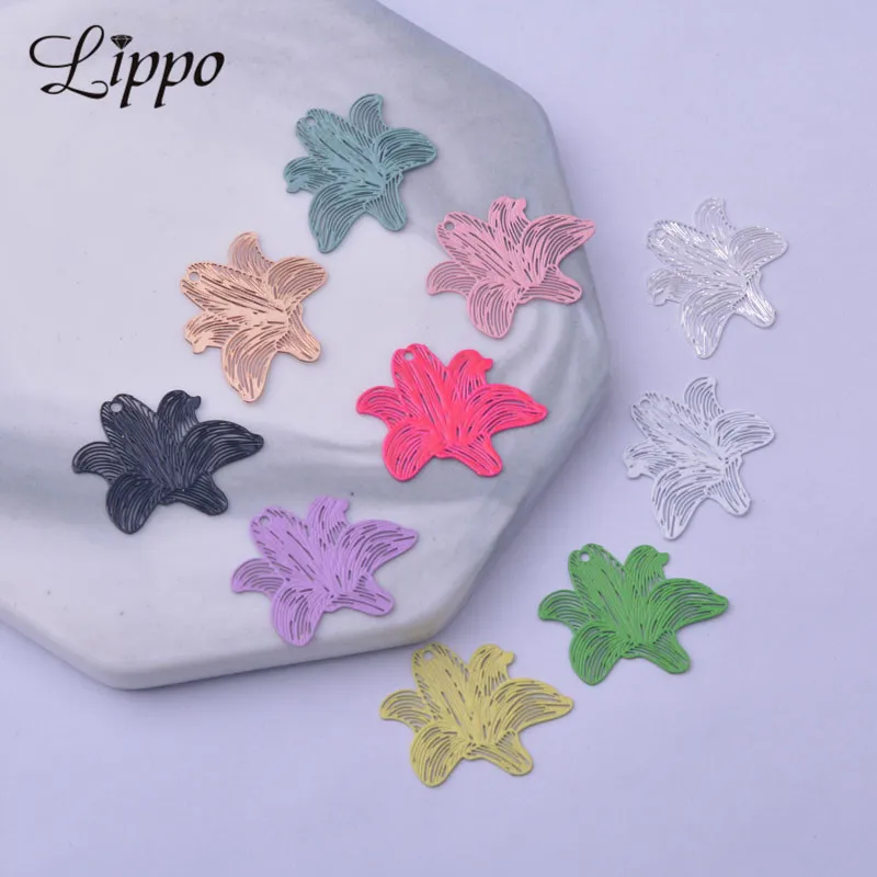 

50pcs AC11189 19*20mm Colorful Flowers Charms Lilies Pendant Findings
