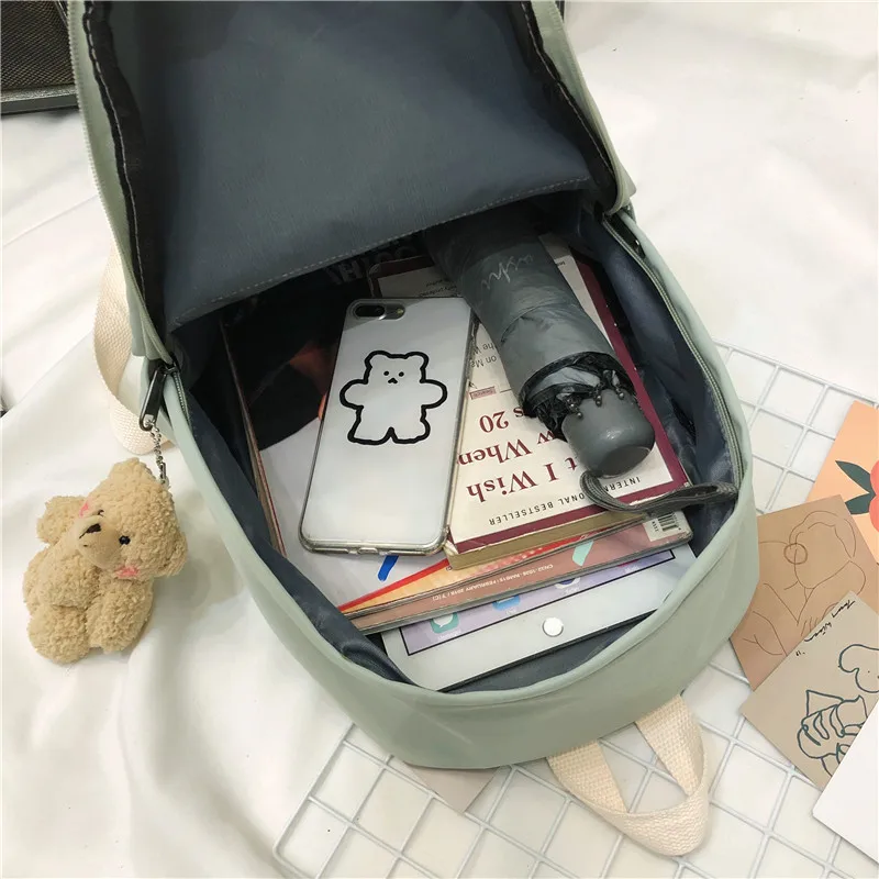 

JULYCCINO New Waterproof Nylon Backpack Solid Color Backbag for Women Shoulder Bag For Teenage Girl School Bag Kawaii Backpack