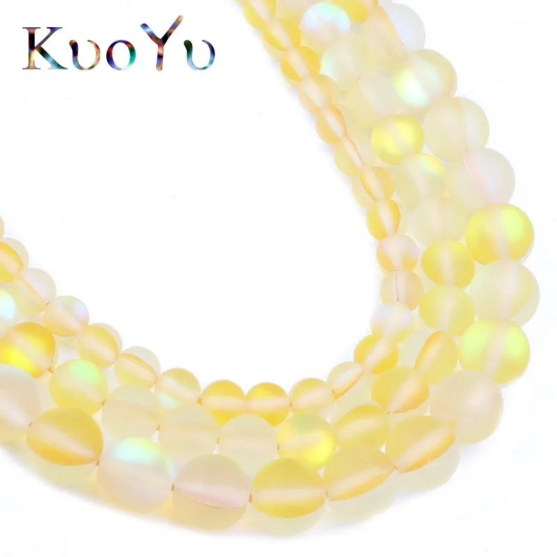 Матовый желтый австрийский хрусталь AB круглые блестящие бусины с лунным камнем