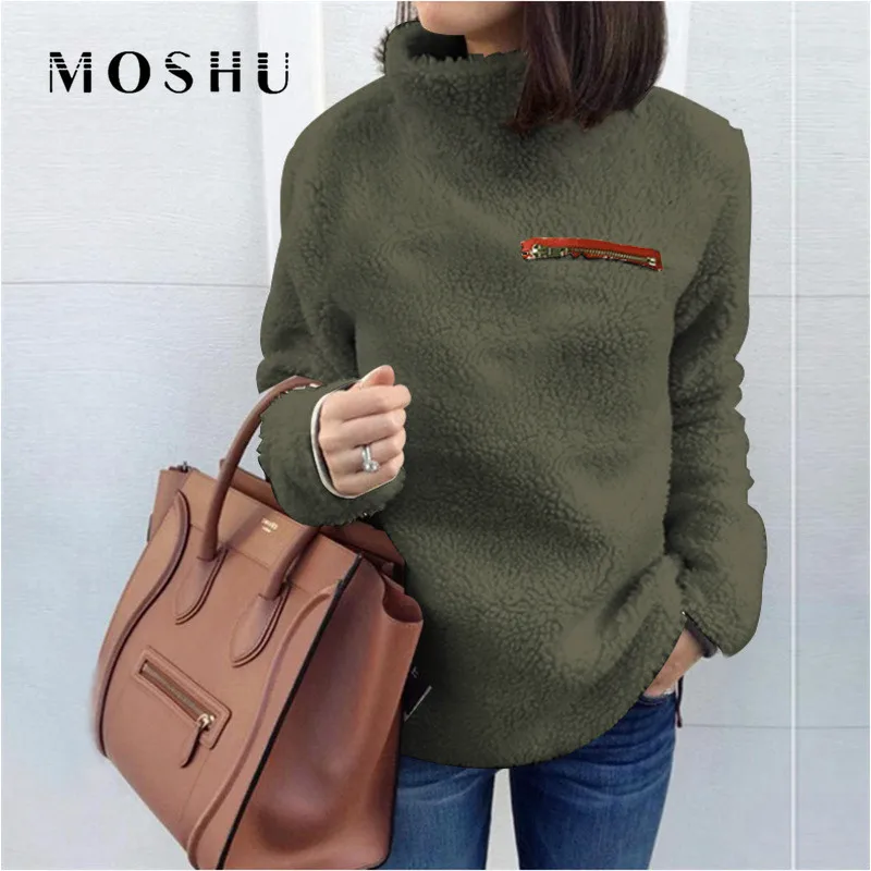 Sweater Women Winter Clothes Turtleneck Fluffy Fleece Warm Pullovers Fashion Long Sleeve Jumpers Pull Femme 2020 | Женская одежда