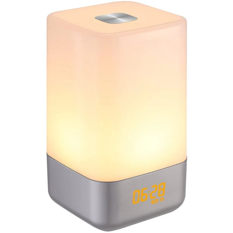 

Wake-Up Light Beside Lamp Alarm Clock with Sunrise Simulation,Press Sensor Multicolor Dimmable Night Light-ABUX