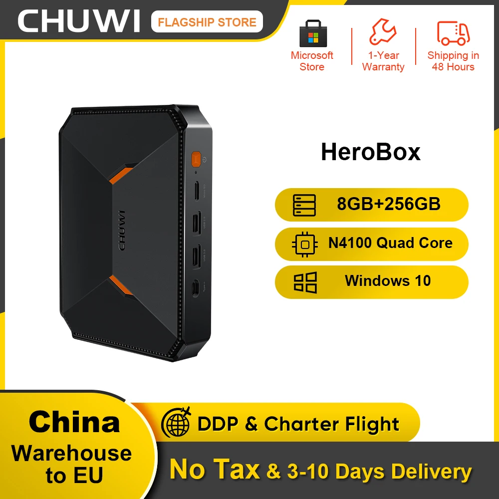 Мини-ПК CHUWI Herobox, Windows 10, Intel Gemini-Lake N4100, 4 ядра, LPDDR4, 8 Гб ОЗУ, 256 ГБ SSD - изображение