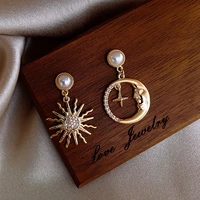 asymmetrical pearl earrings egypt sun totem star moon earrings ladies niche retro earrings earrings jewelry