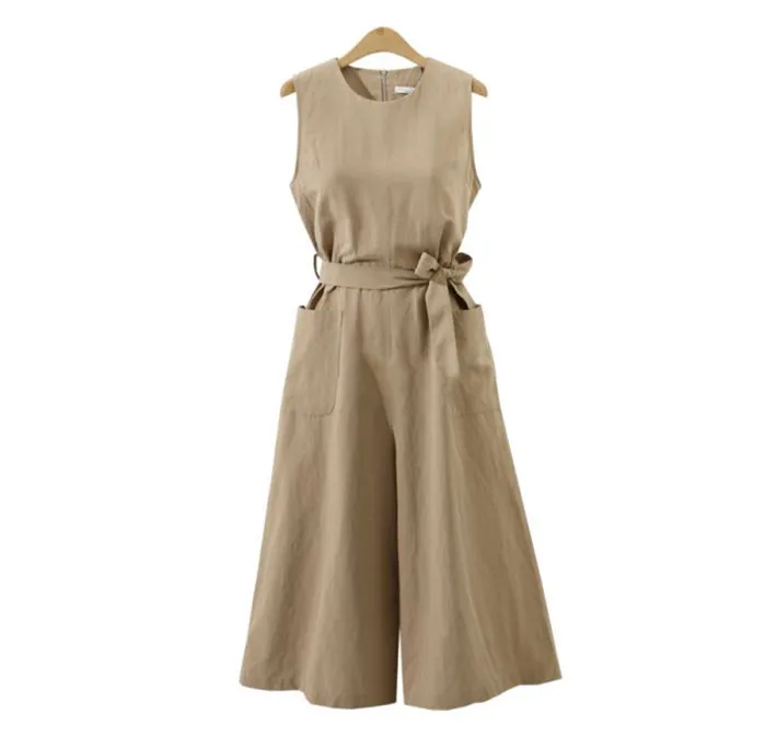 2018 летние однотонные комбинезоны с поясом на талии элегантные женские без