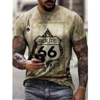 mens 66 american highway 3d short sleeve t shirt breathable and sweat absorbent short sleeve o neck plus size summer new