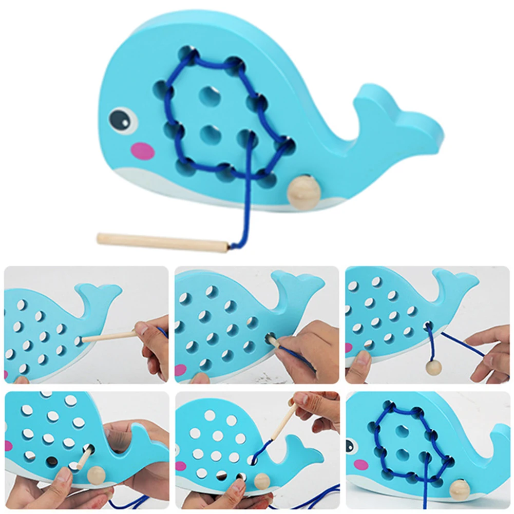 Утка Кит деревянная игрушка завязка нитка игра Искусство жизни раннее