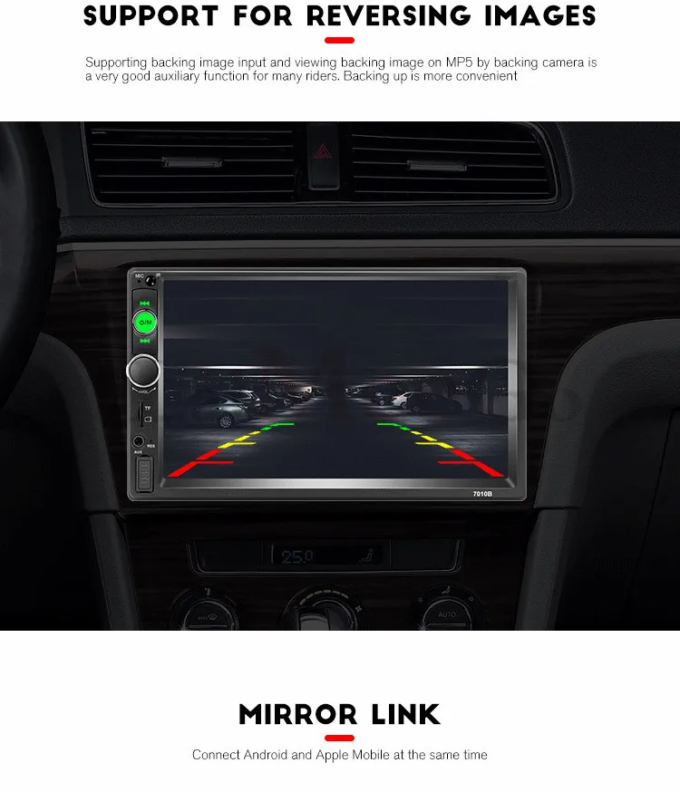 2 DIN Авторадио Bluetooth Mirrorlink автомобильный стерео " HD MP5 Автомобильный мультимедийный проигрыватель Aux FM входной приемник с задней камерой