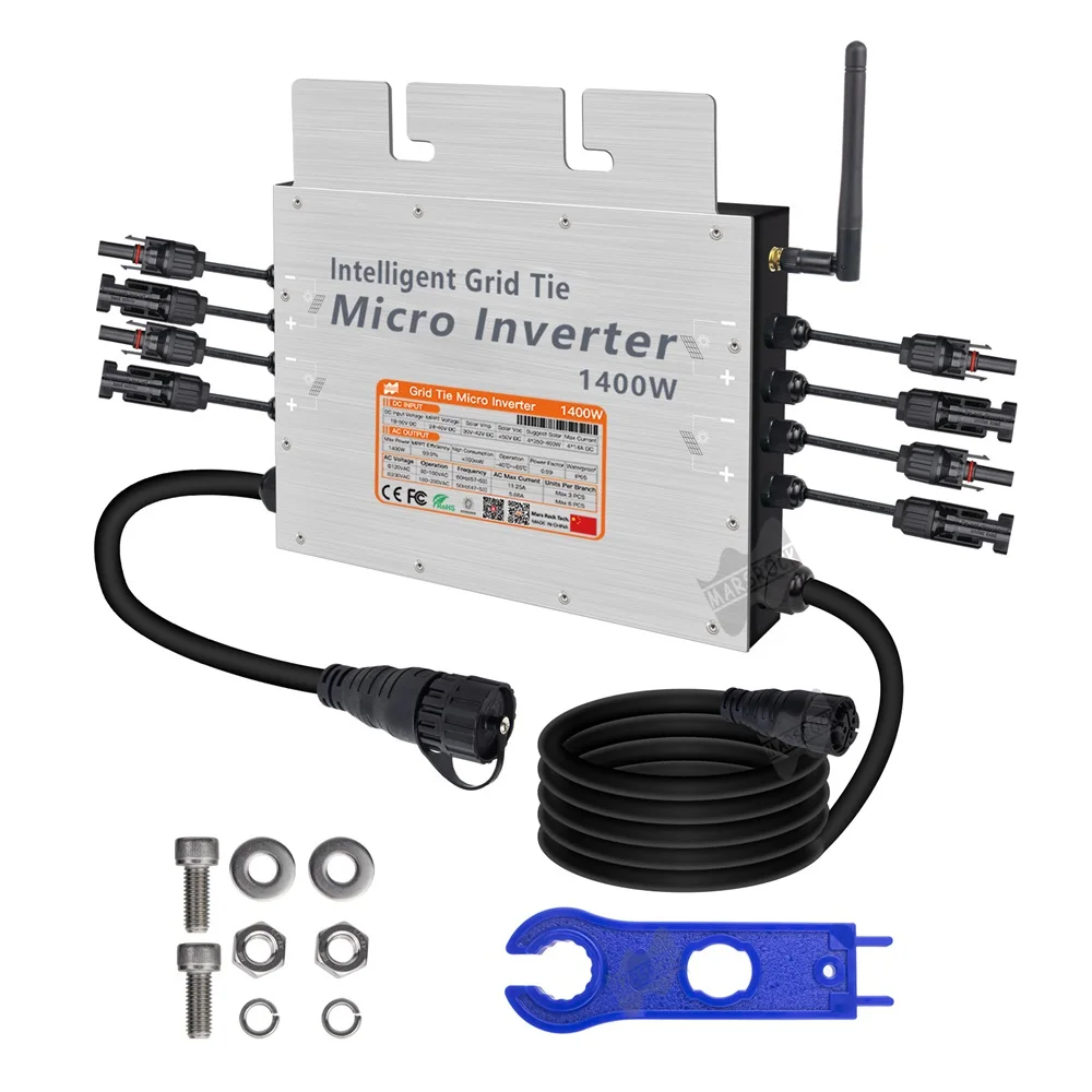 

1400W Micro Solar On Grid Inverter 18V - 50V DC to AC 80V - 160V or 180V - 280V MPPT Wifi PV Solar Panel
