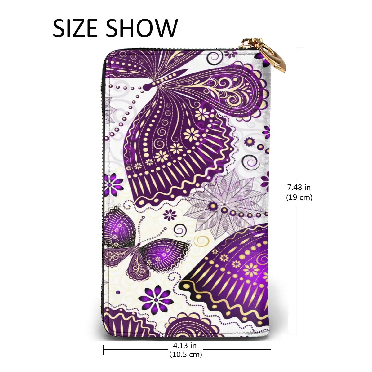 

2021 Leather Wallet Long Transparent With Violet-gold Butterflies Multiple Cards Holder Clutch Female Male Purse Standard Wallet