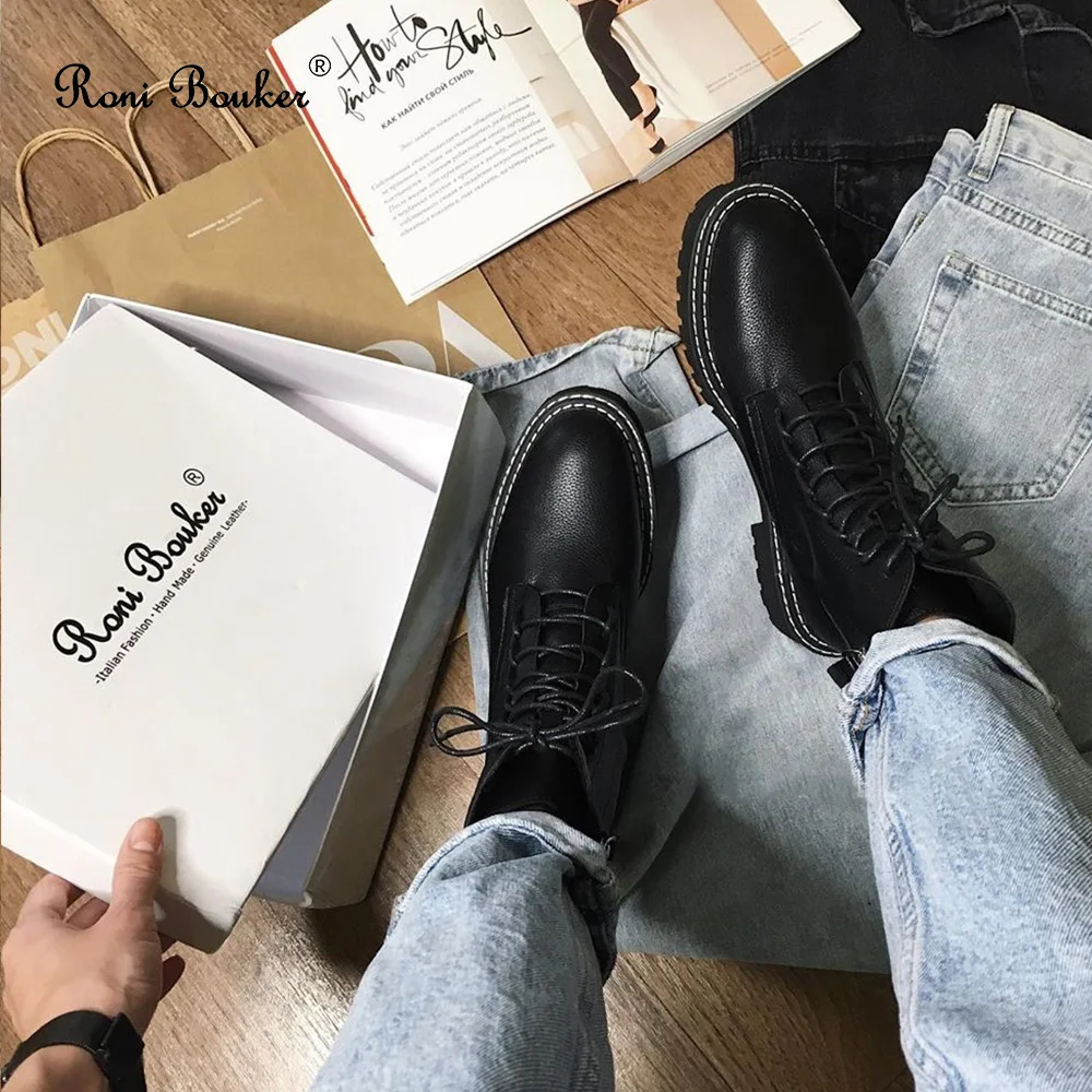 

Roni Bouker New Sale Women's Lace Up Heels Fashion Woman Plush Booties Women Black Ankle Boots Fur Shoes Size 42 Dropshipping