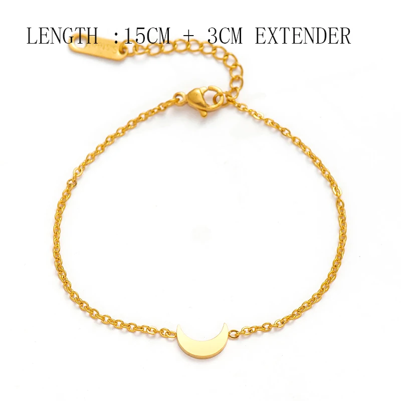 Wild &amp Free Women Simple Gold Moon Bracelets Fashion Jewelry High Quality Chain Bangles Stainless Steel |