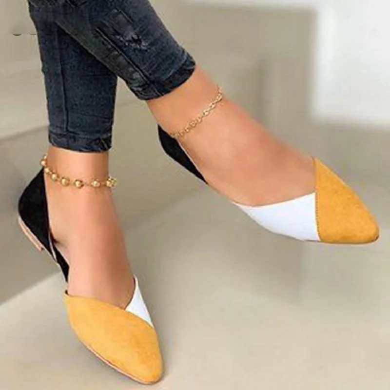 

2021 Summer Women's Fashion Casual Color Matching Comfortable Women's Sandals Loafers Pointed Toe Slip Office Women's Shoes