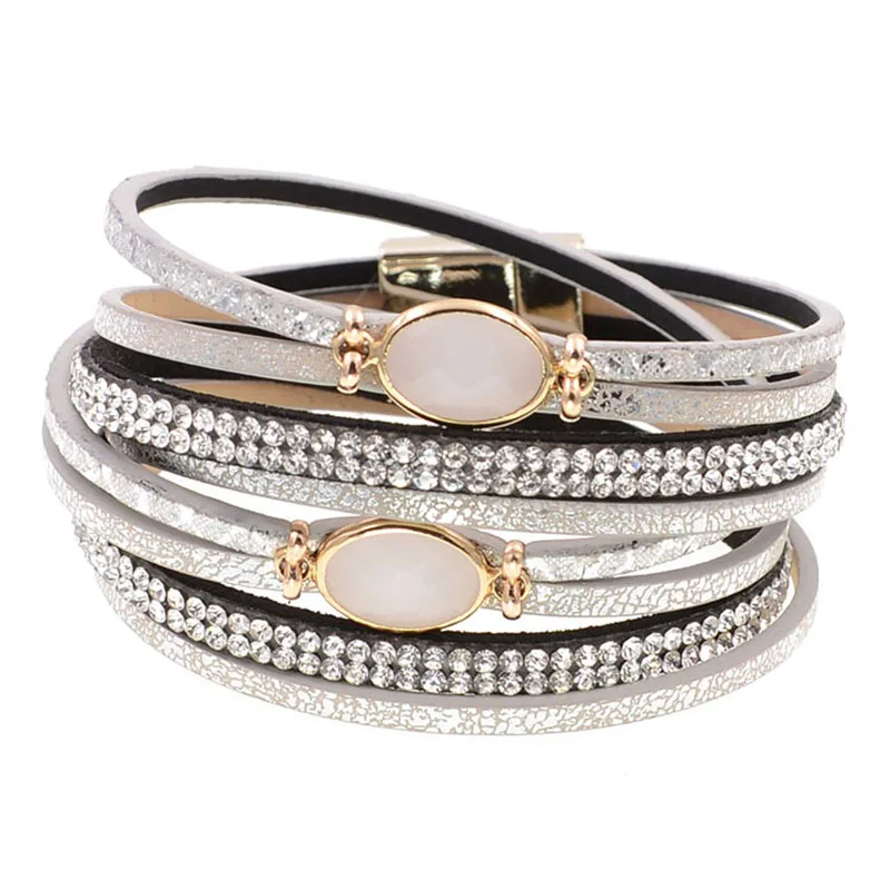 

Leather Bracelets For Women Fashion Bracelets & Bangles Elegant Multilayer Wide Wrap Bracelet Jewelry