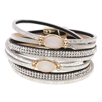 leather bracelets for women fashion bracelets bangles elegant multilayer wide wrap bracelet jewelry