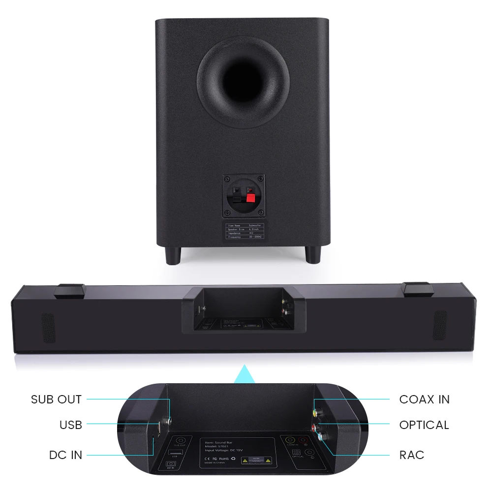 

100 Вт ТВ Саундбар 2,1 Bluetooth динамик 5,0 Система домашнего кинотеатра 3D панель объемного звука пульт дистанционного управления с сабвуфером для ...