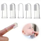 5 шт.лот, прозрачная детская зубная щетка для пальцев, безопасная Силиконовая зубная щетка для обучения младенцев, Чистый Массаж для ухода за полостью рта