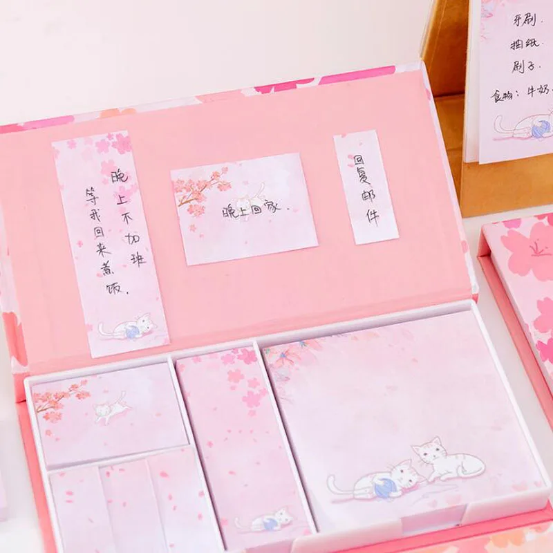 Набор стикеров на клейкой основе в виде сердца цветка вишни кота