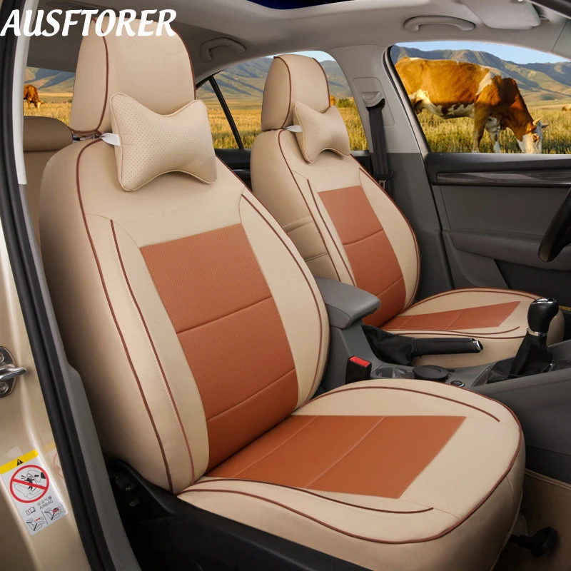 Чехлы для сидений из натуральной кожи AUSFTORER автомобильные чехлы Ford Focus 2 3 MK2