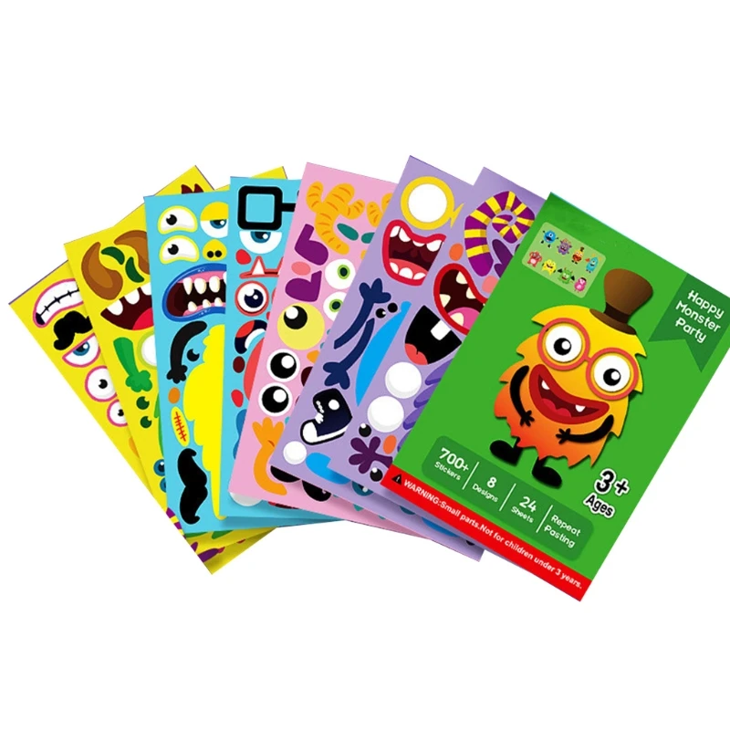 

03KD Creative Cartoon Sticker DIY Craft Sticker Eco-Friendly Education Sticker Reusable Self-Adhesive Kid’s Room Decoration