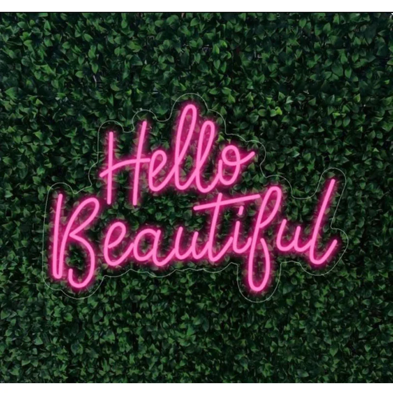 

OHANEONK Led Light Personalizd Sign Custom Neon of Hello Beautiful Bar Pub Club Wall Hanging Party Wedding Birthday Decoration