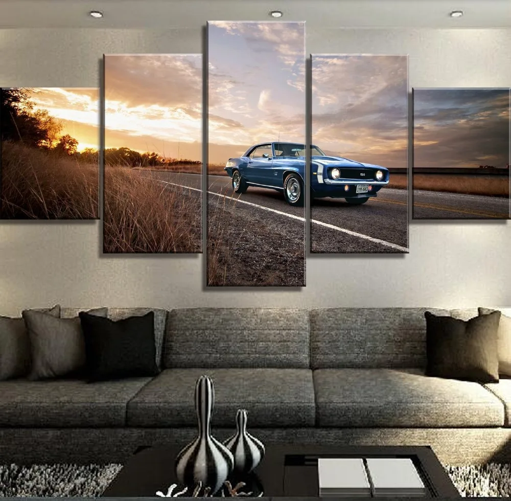 

Рамка 5 шт. HD Печать Большой Camaro автомобиль плакат Cuadros; Пейзаж холст настенное искусство домашний декор для Гостиной Холст Живопись